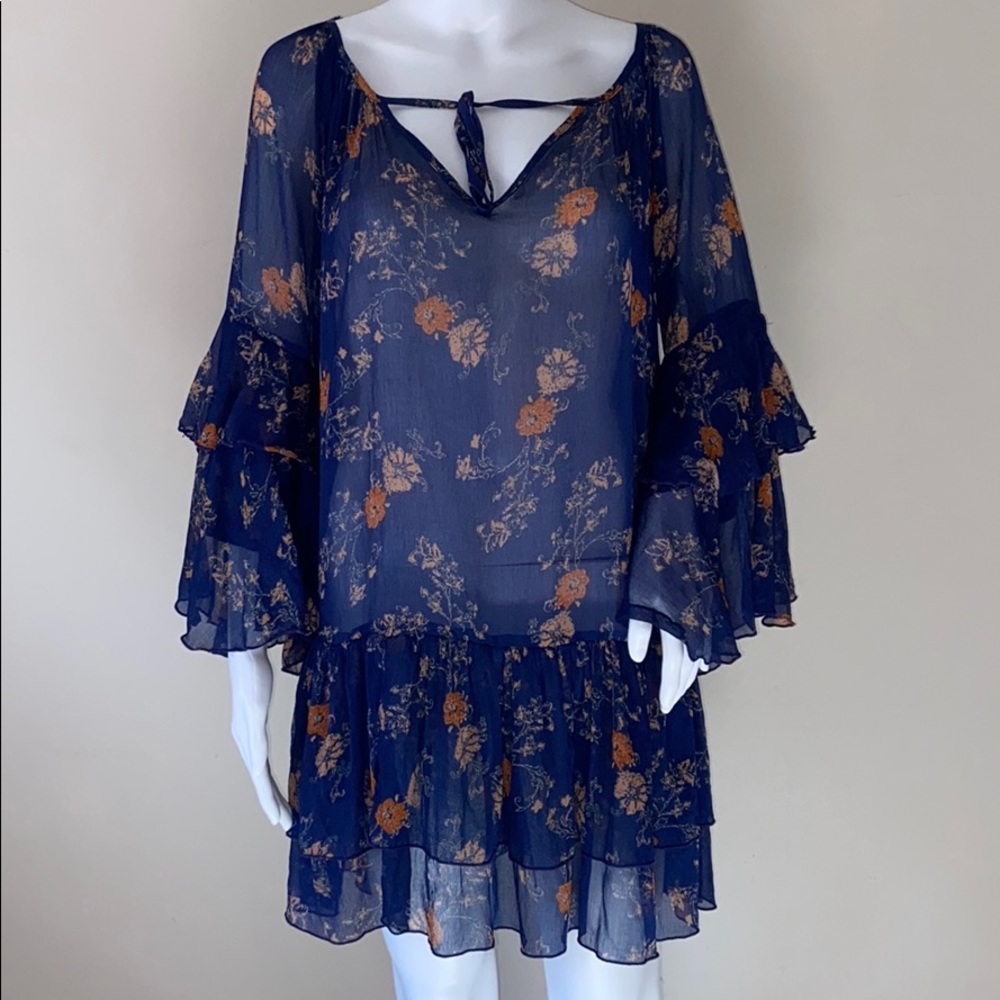 Free People Sunsetter Boho Chic Chiffon Mini Dress